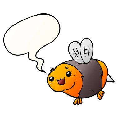 komik karikatür arı ve konuşma balonu pürüzsüz degrade tarzında