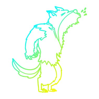 soğuk degrade çizgi çizim karikatür uluyan kurtadam