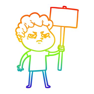 gökkuşağı gradyan çizgi çizim karikatür kızgın adam