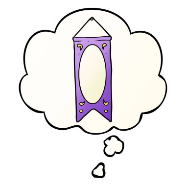 karikatür regal afiş ve pürüzsüz degrade tarzında düşünce balonu