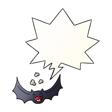 düzgün degrade tarzında karikatür yarasa ve konuşma balonu