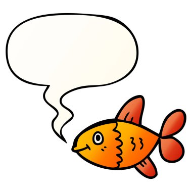 düzgün degrade tarzında karikatür balık ve konuşma balonu