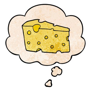 karikatür peynir ve grunge doku desen stil düşünce balonu