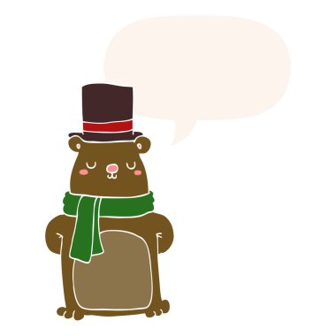 retro tarzında karikatür ayı ve konuşma balonu