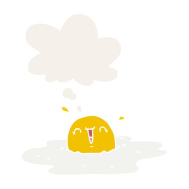 karikatür kızarmış yumurta ve retro tarzında kabarcık düşünce