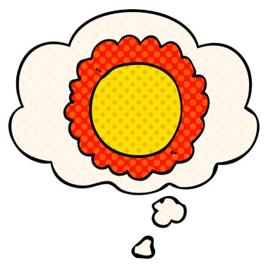 çizgi film çiçek ve çizgi roman tarzında düşünce balonu