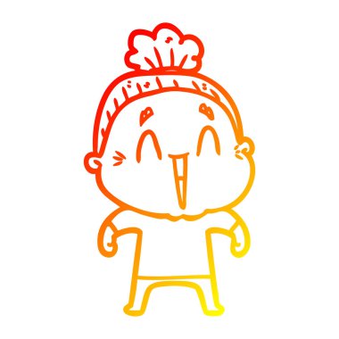 sıcak degrade çizgi çizim karikatür mutlu yaşlı bayan