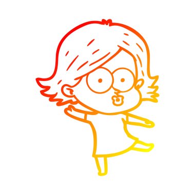 sıcak degrade çizgi çizim karikatür kız pouting