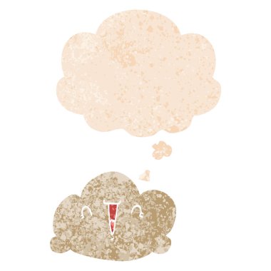 retro dokulu tarzda karikatür bulut ve düşünce balonu