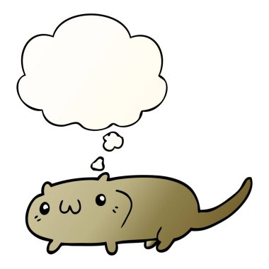 çizgi film kedi ve pürüzsüz degrade tarzında düşünce balonu