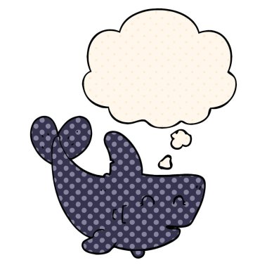 çizgi film köpekbalığı ve çizgi roman tarzında düşünce balonu