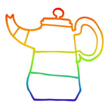 gökkuşağı gradyan çizgi çizim karikatür kahve demliği