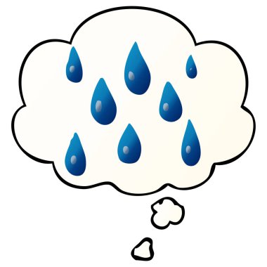 karikatür yağmur damlaları ve pürüzsüz degrade tarzında düşünce balonu