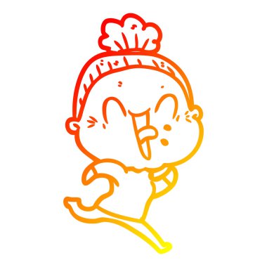 sıcak degrade çizgi çizim karikatür mutlu yaşlı kadın