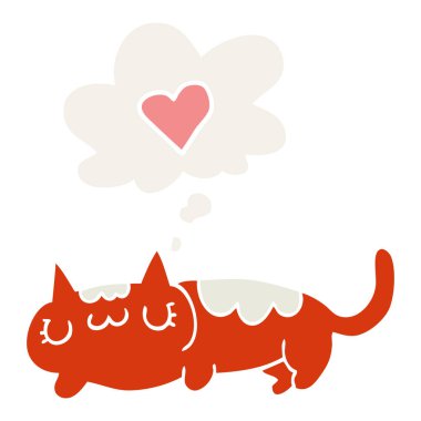 retro tarzında karikatür kedi ve düşünce balonu