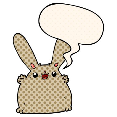 çizgi roman tarzında karikatür tavşan ve konuşma balonu