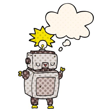 çizgi film robotu ve çizgi roman tarzında düşünce balonu