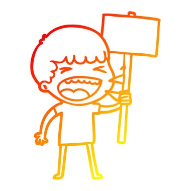 sıcak degrade çizgi çizim karikatür gülen adam