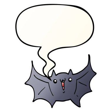 düzgün degrade s karikatür mutlu vampir yarasa ve konuşma balonu