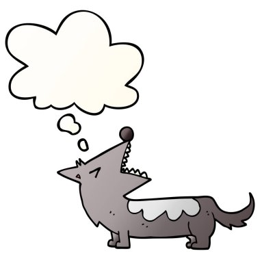 karikatür köpek ve pürüzsüz degrade tarzında kabarcık düşünce