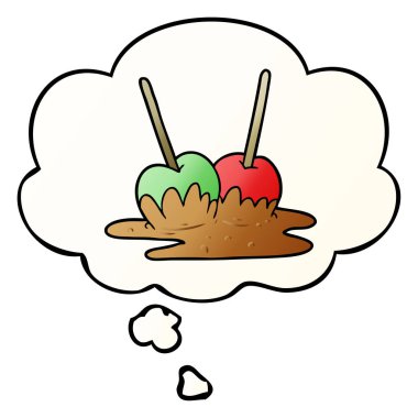 karikatür şekerleme elma ve pürüzsüz degrade stil düşünce balonu