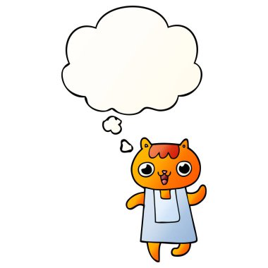 çizgi film kedi ve pürüzsüz degrade tarzında düşünce balonu