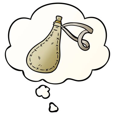 karikatür su çuvalı ve pürüzsüz degrade tarzında düşünce balonu