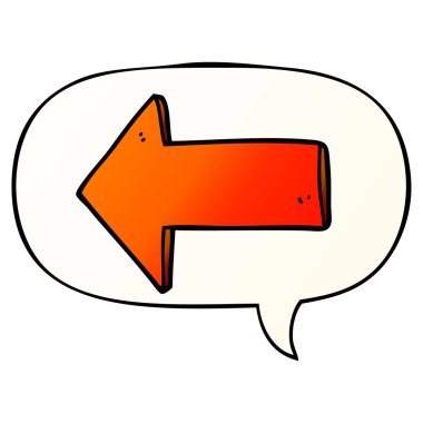 düzgün degrade tarzında karikatür ok ve konuşma balonu