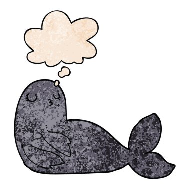 karikatür mühür ve grunge doku desen tarzında düşünce balonu