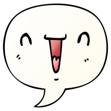 pürüzsüz degrade sty sevimli mutlu karikatür yüz ve konuşma balonu