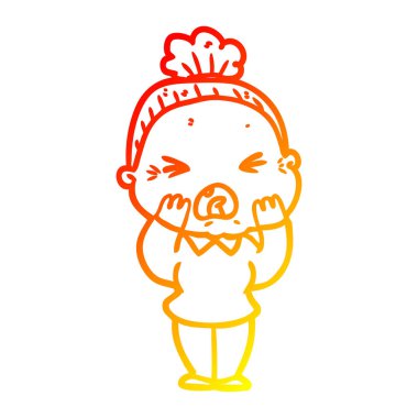 degrade çizgi çizgi karikatür kadın kızgın sıcak çizim