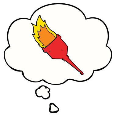 karikatür yanan meşale ve düşünce balonu