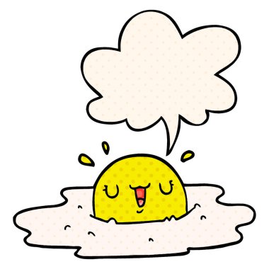 çizgi roman tarzında karikatür kızarmış yumurta ve konuşma balonu