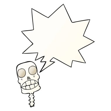 düzgün degrade tarzında karikatür ürkütücü kafatası ve konuşma balonu