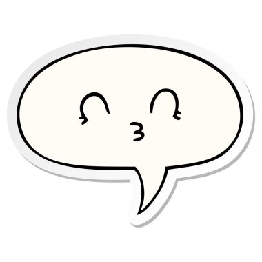 mutlu karikatür yüz ve konuşma kabarcık etiket