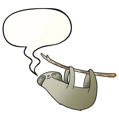 çizgi film tembellik ve konuşma balonu düzgün degrade tarzında