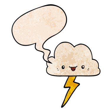 retro doku tarzıkarikatür fırtına bulut ve konuşma balonu