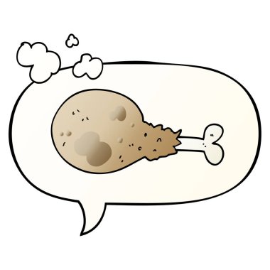 çizgi film pişmiş tavuk bacak ve konuşma balonu pürüzsüz degrade 