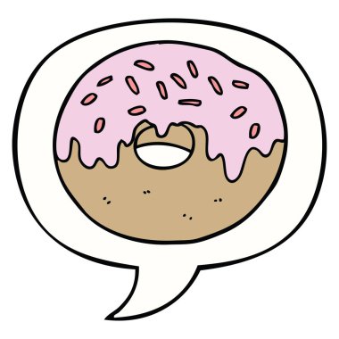 karikatür donut ve konuşma balonu