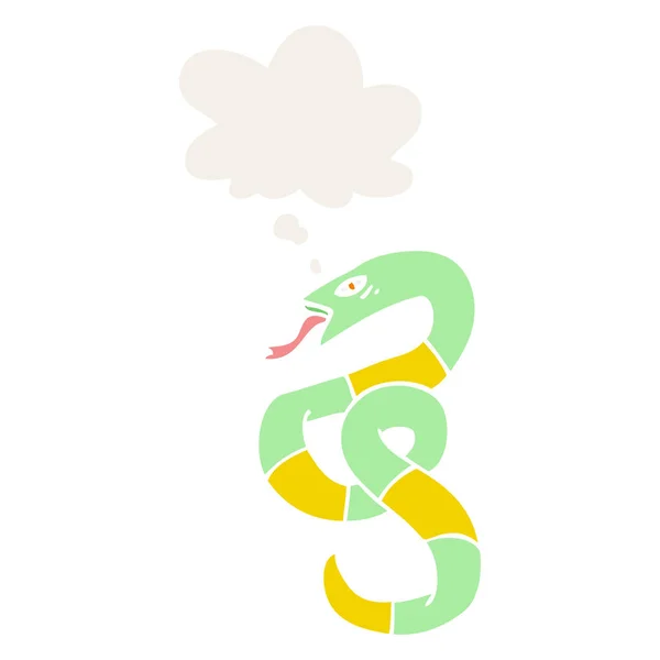Kreskówka wąż i myśl bańka w stylu retro — Wektor stockowy