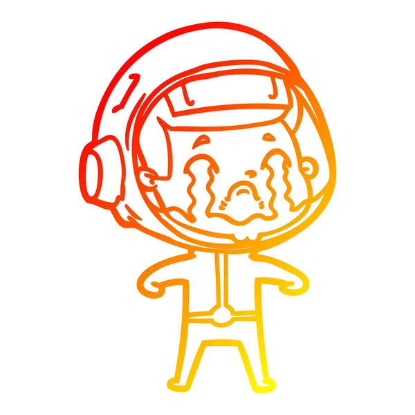 Astronauta ciepły linia gradient rysunek płacz — Wektor stockowy