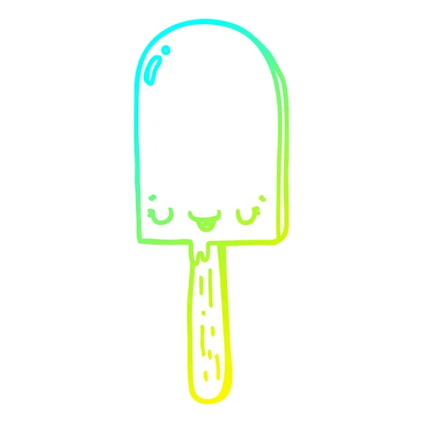 Linea gradiente freddo disegno cartone animato ghiaccio lolly — Vettoriale Stock