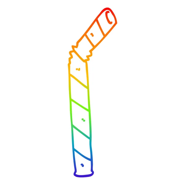 Rainbow gradient linje ritning tecknad halm — Stock vektor