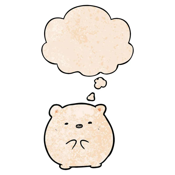 Karikatür kutup ayısı ve grunge doku desen düşünce balonu — Stok Vektör
