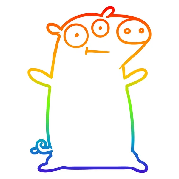 Arco iris gradiente línea dibujo feliz dibujos animados cerdo — Vector de stock