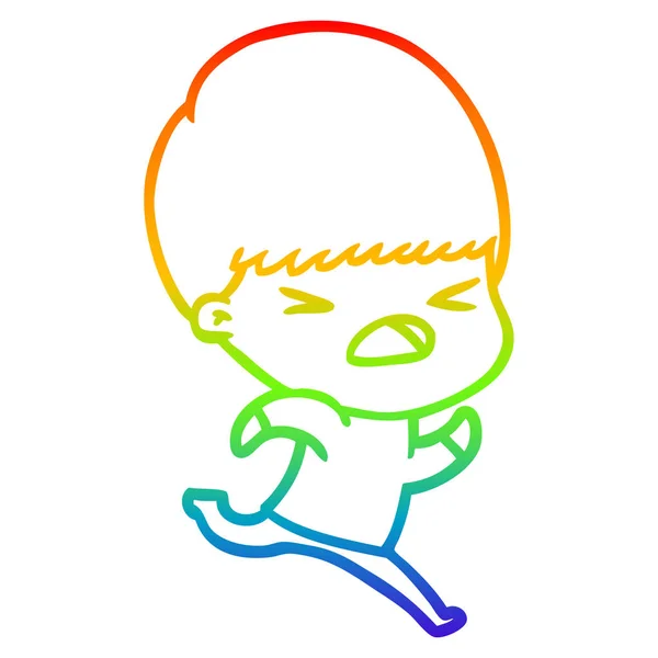 虹のグラデーションライン描画漫画ストレス男 — ストックベクタ
