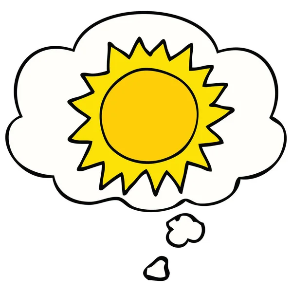 Karikatür güneş ve düşünce balonu — Stok Vektör