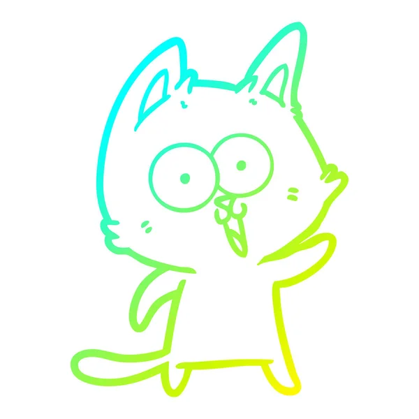 차가운 그라데이션 라인 그리기 재미 만화 고양이 — 스톡 벡터