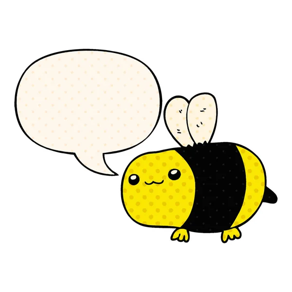 Tecknad Bee och pratbubbla i serietidning stil — Stock vektor