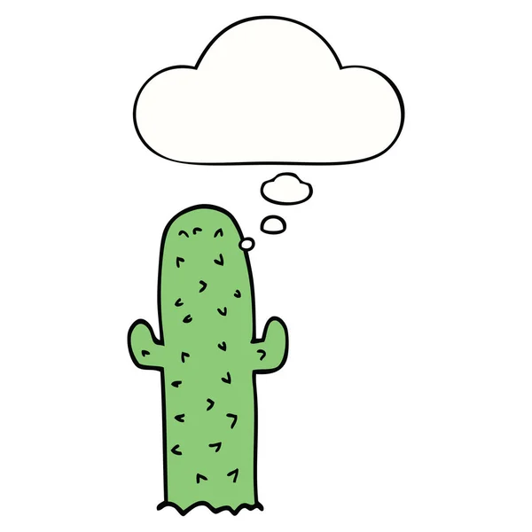 Cactus de dibujos animados y burbuja de pensamiento — Archivo Imágenes Vectoriales